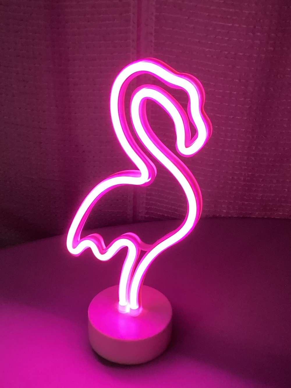 Pink Flamingo Plastic Neon Light Stand 12.75” Battery operated